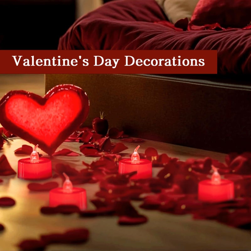 LANKER 24 Pack LED Tea Lights Candles, Flickering Red Flameless Tealights, Long Lasting Battery Operated Fake Candles, Decoration for Wedding, Halloween and Christmas (Red - 24pcs) - Image 4